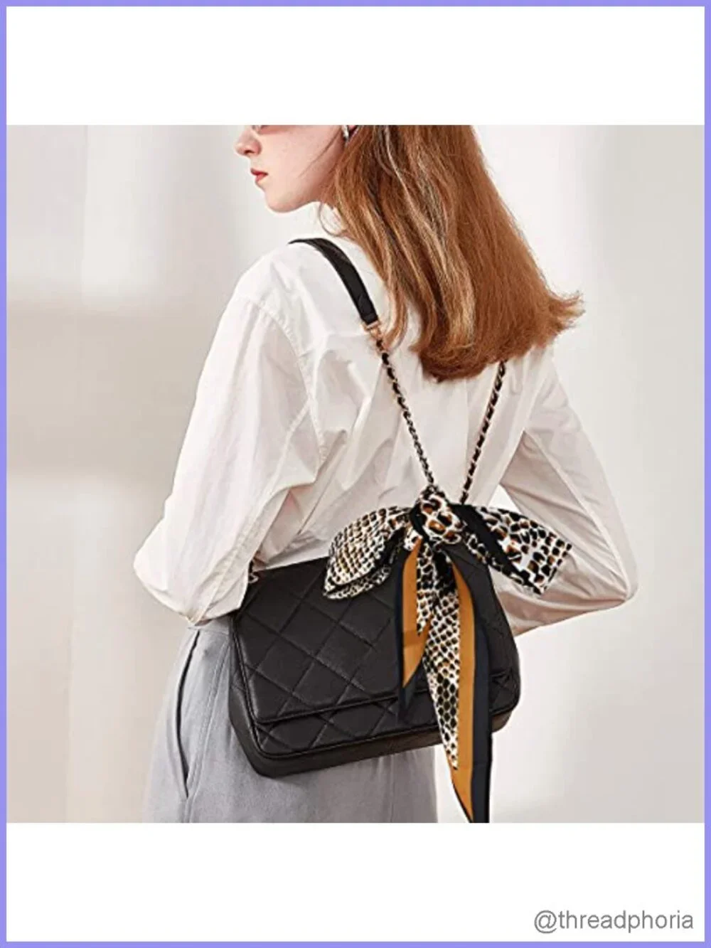 Silk Feel Hair Scarf Animal Print Leopard Neckerchief Women Bag Purse Accessory